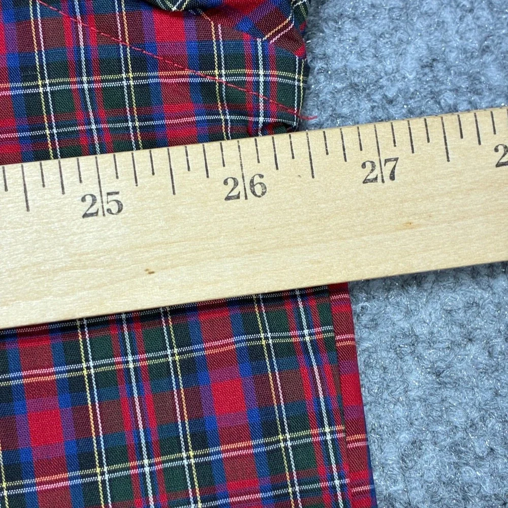 Stafford Performance Super‎ Fitted Dress Shirt Mens 18 Red Multi-colored Plaid